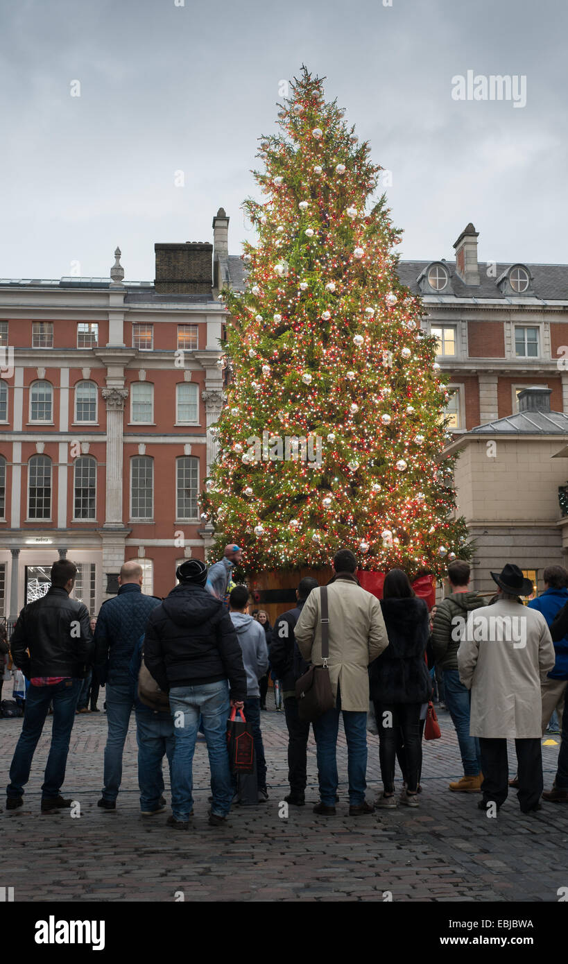 Christmas tree, Covent Garden, London Stock Photo Alamy
