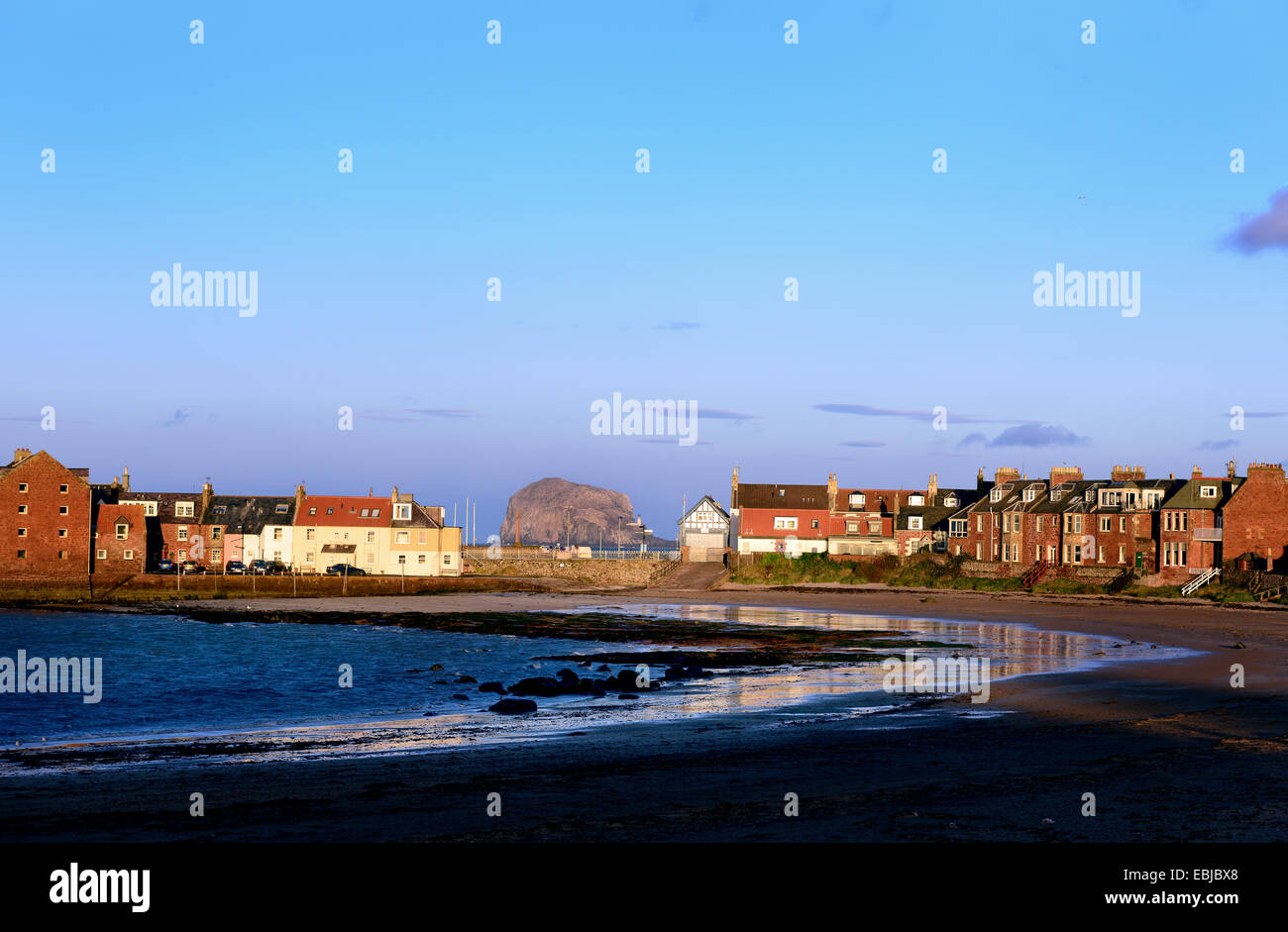 View of The Bass Rock from West Bay, North Berwick, in East Lothian, Scotland. Stock Photo