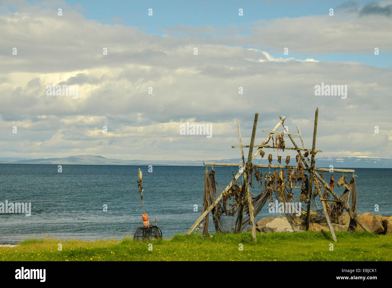 Drying rack at Vatnses peninsula, Iceland Stock Photo - Alamy