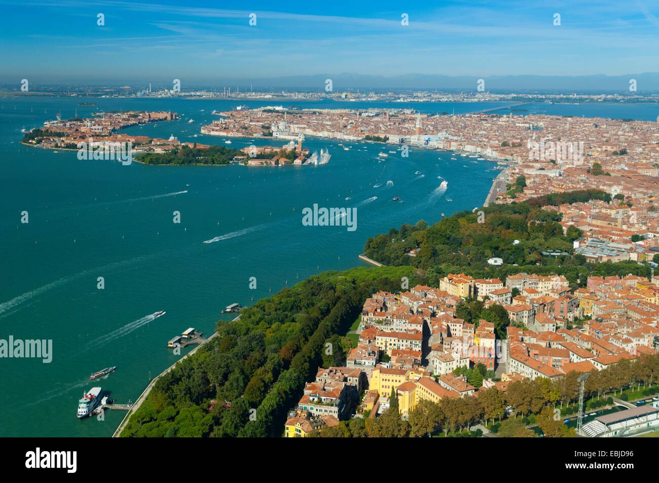 Aerial view of Castello and Sant'Elena, Venice, Italy, Europe Stock Photo