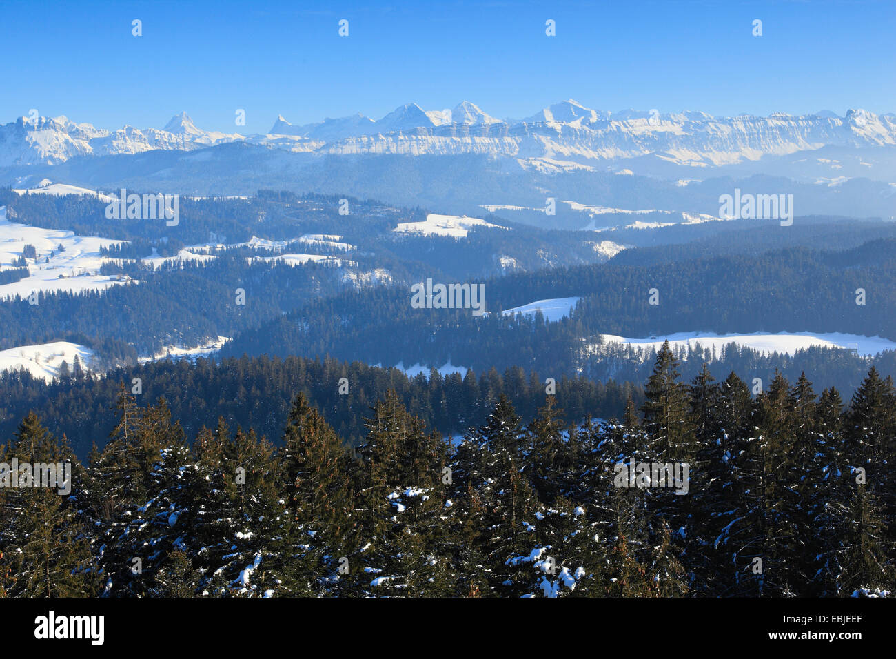 view from Emmental to Bernese Alps, Switzerland, Bernese Alps Stock Photo