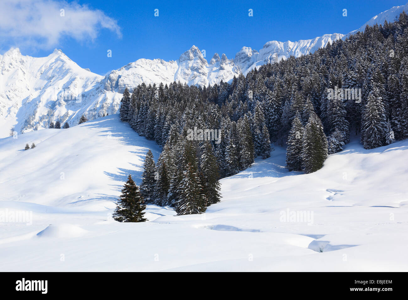 Alpstein in winter, Switzerland Stock Photo