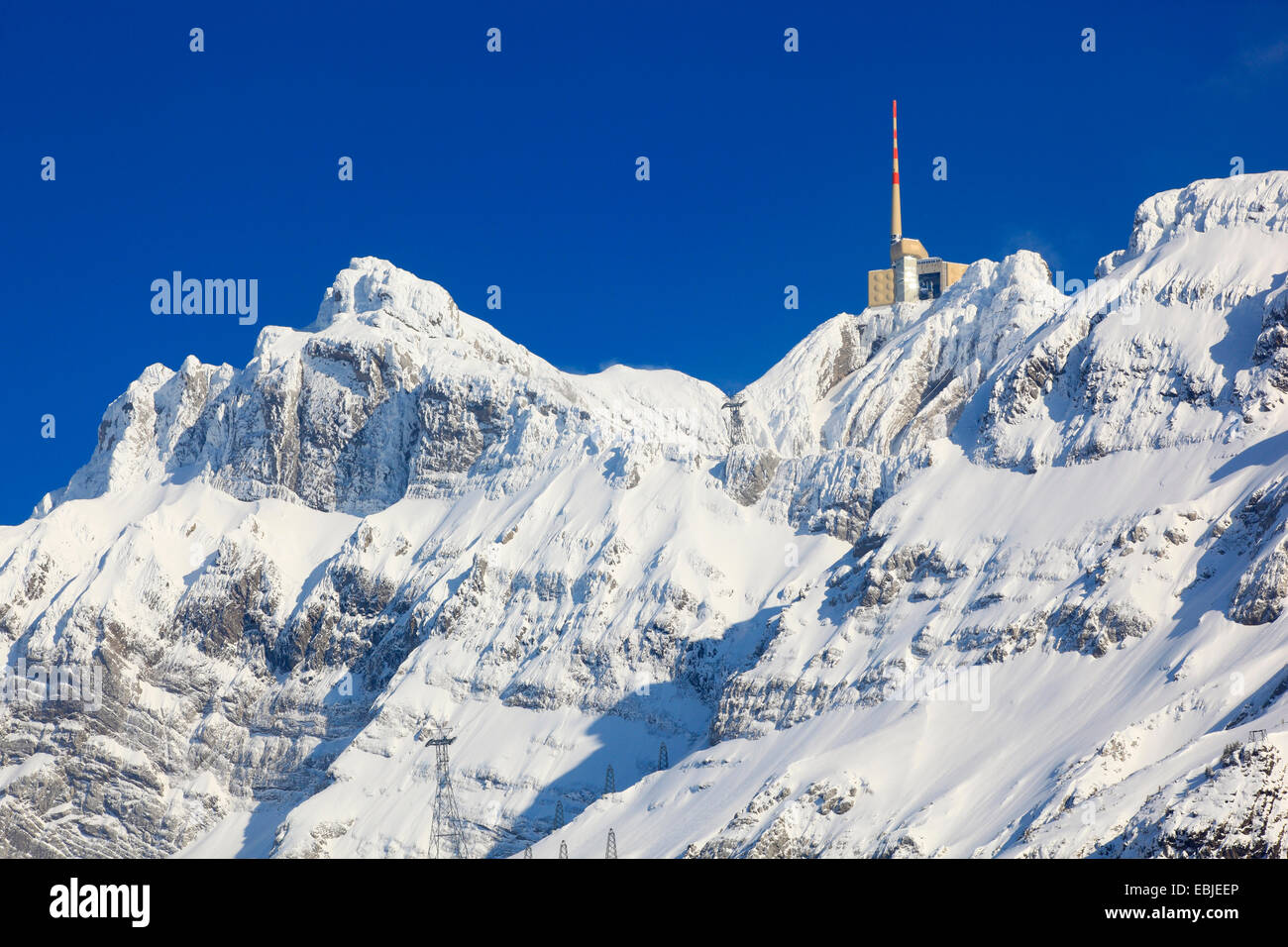 Alpstein massif and Saentis in winter, Switzerland, Appenzell Stock Photo