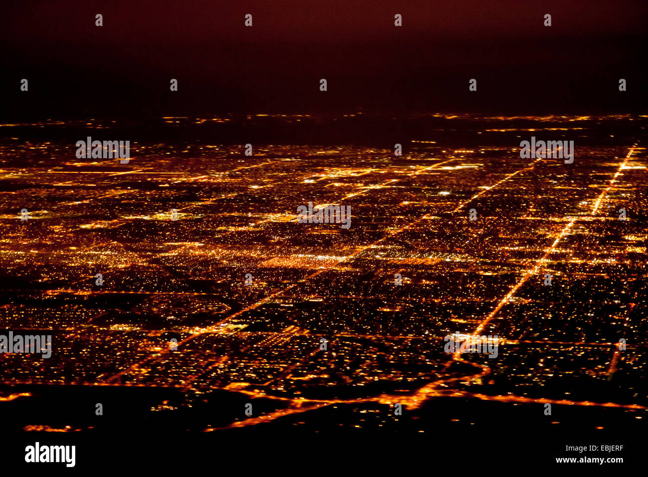 aerial view to Phoenix at night, USA, Arizona, Phoenix Stock Photo