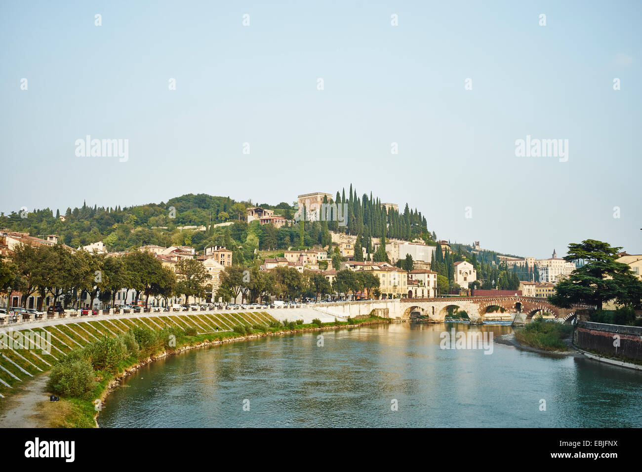 Adige River and cityscape, Verona, Italy Stock Photo