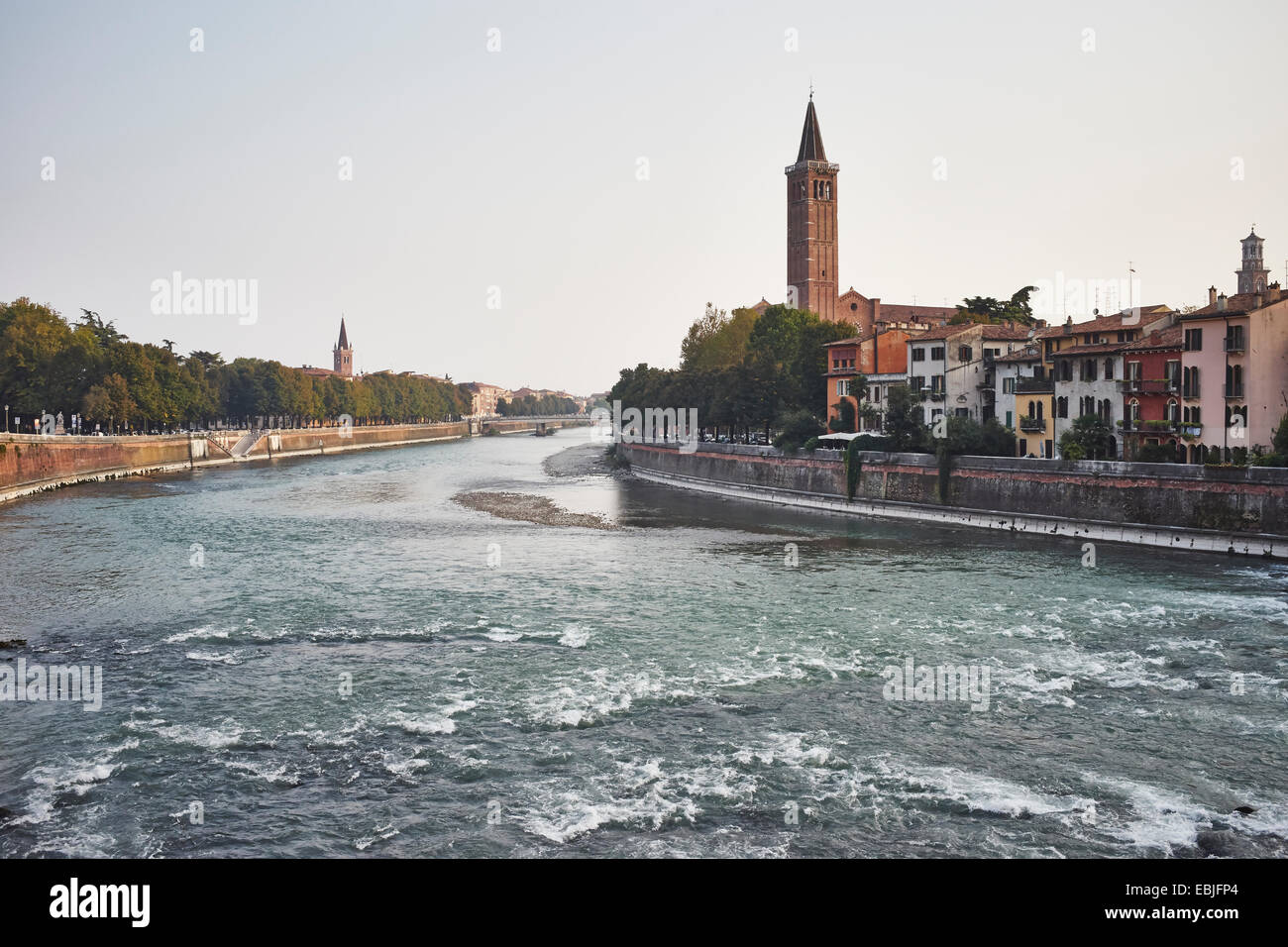 Adige River and cityscape, Verona, Italy Stock Photo