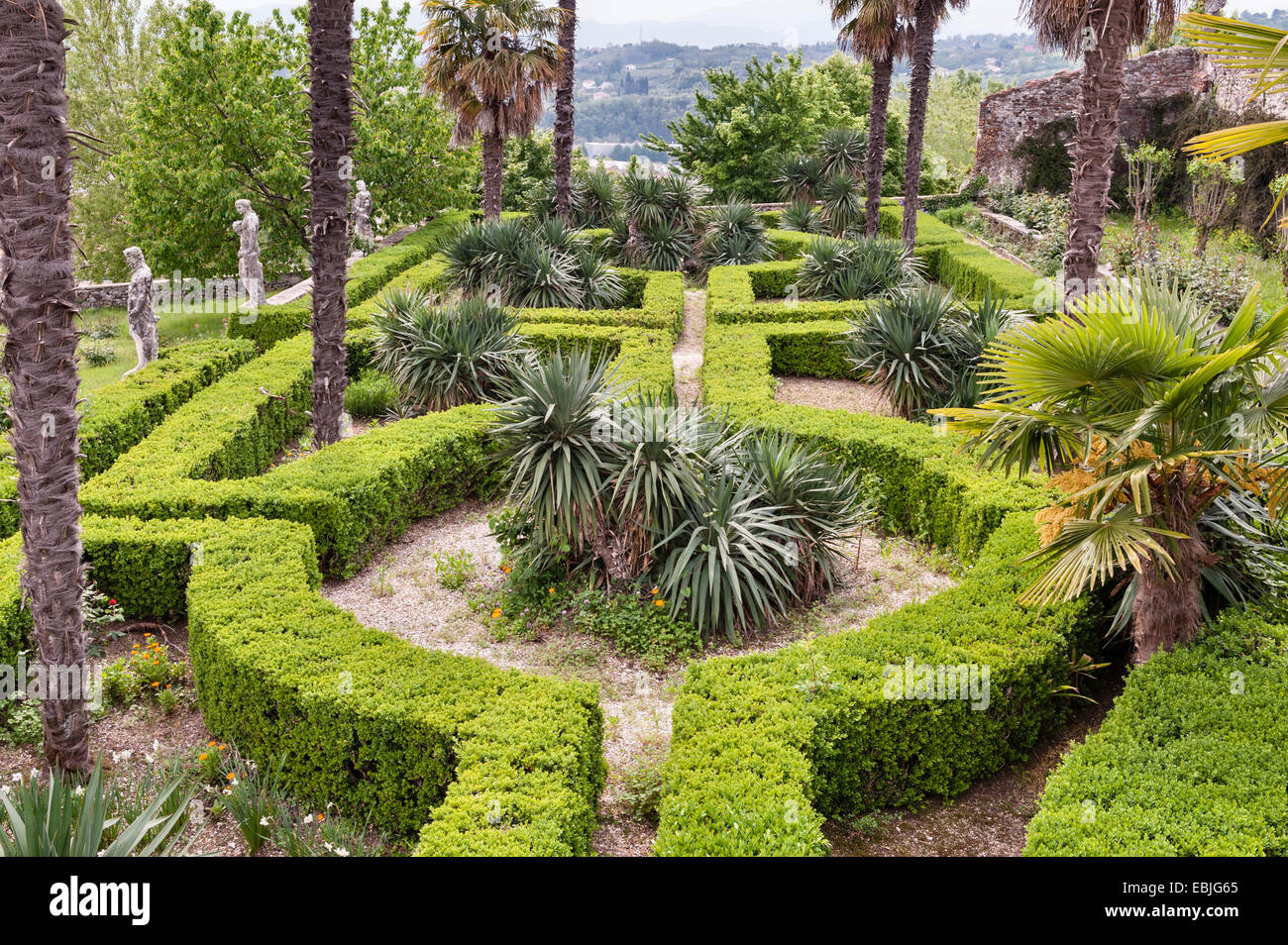 Villa Piovene Porto Godi, near Vicenza, Italy. The 19c garden in front of the villa Stock Photo