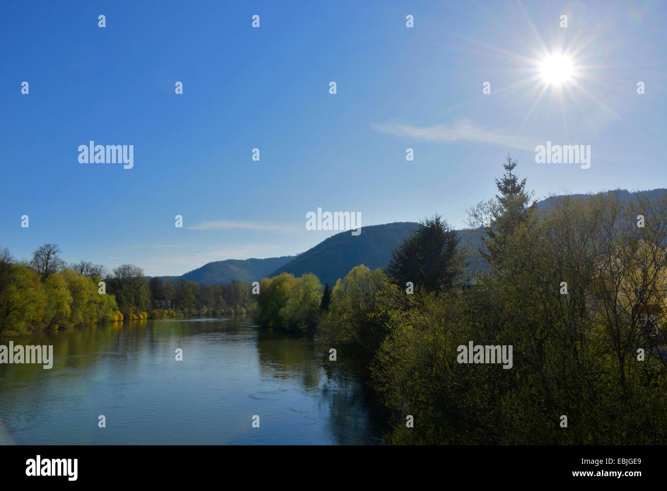 Mur river landscape in spring, Austria, Styria, Frohnleiten Stock Photo