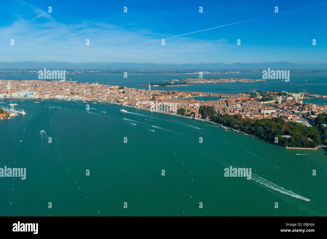 Aerial view of Castello and Sant'Elena, Venice, Italy, Europe Stock ...