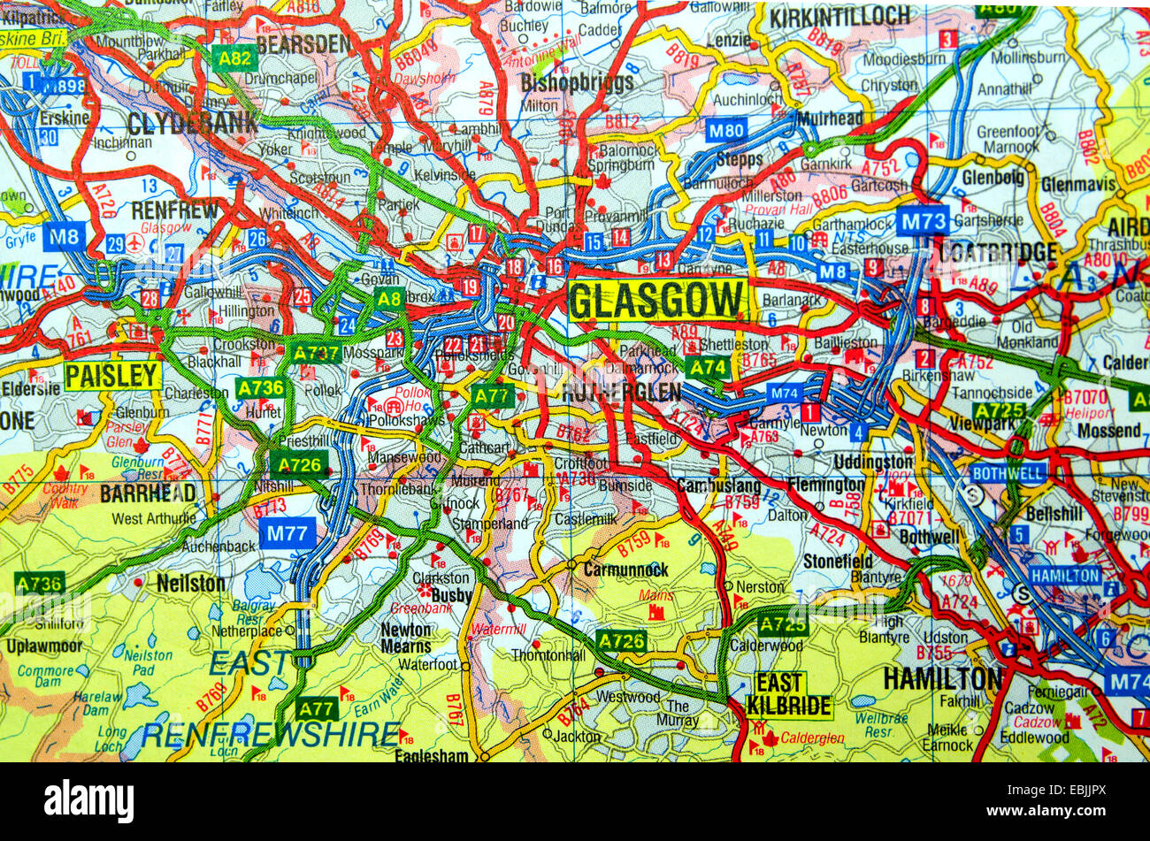 Map Of Greater Glasgow Glasgow Map High Resolution Stock Photography And Images - Alamy