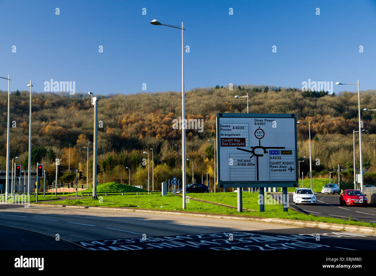 Roundabout and Leckwith Woods, Leckwith, Cardiff Stock Photo Alamy
