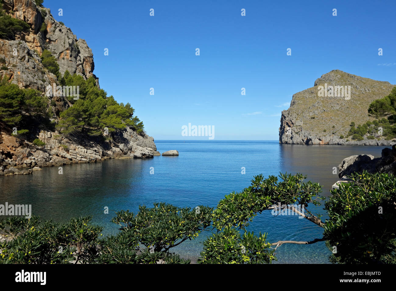 Viewover the sea from the town of Sa Calobra in northern Mallorca, autumn Stock Photo