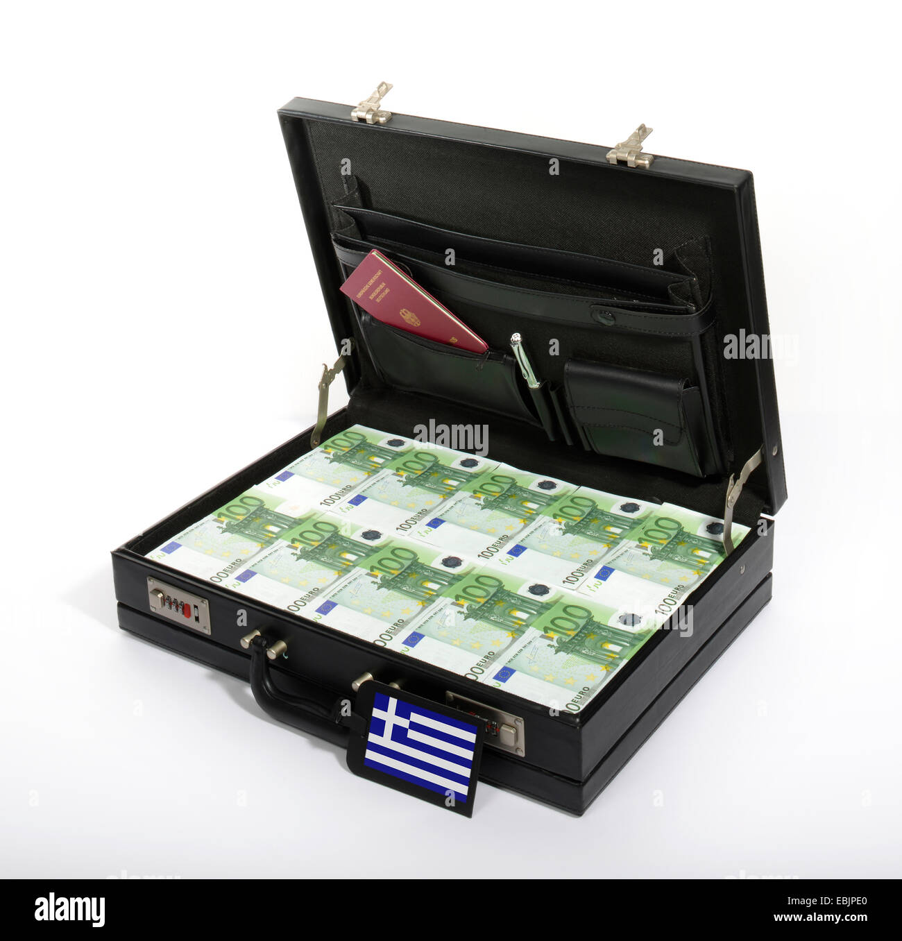 case with Euros, injection of capital for Greece Stock Photo