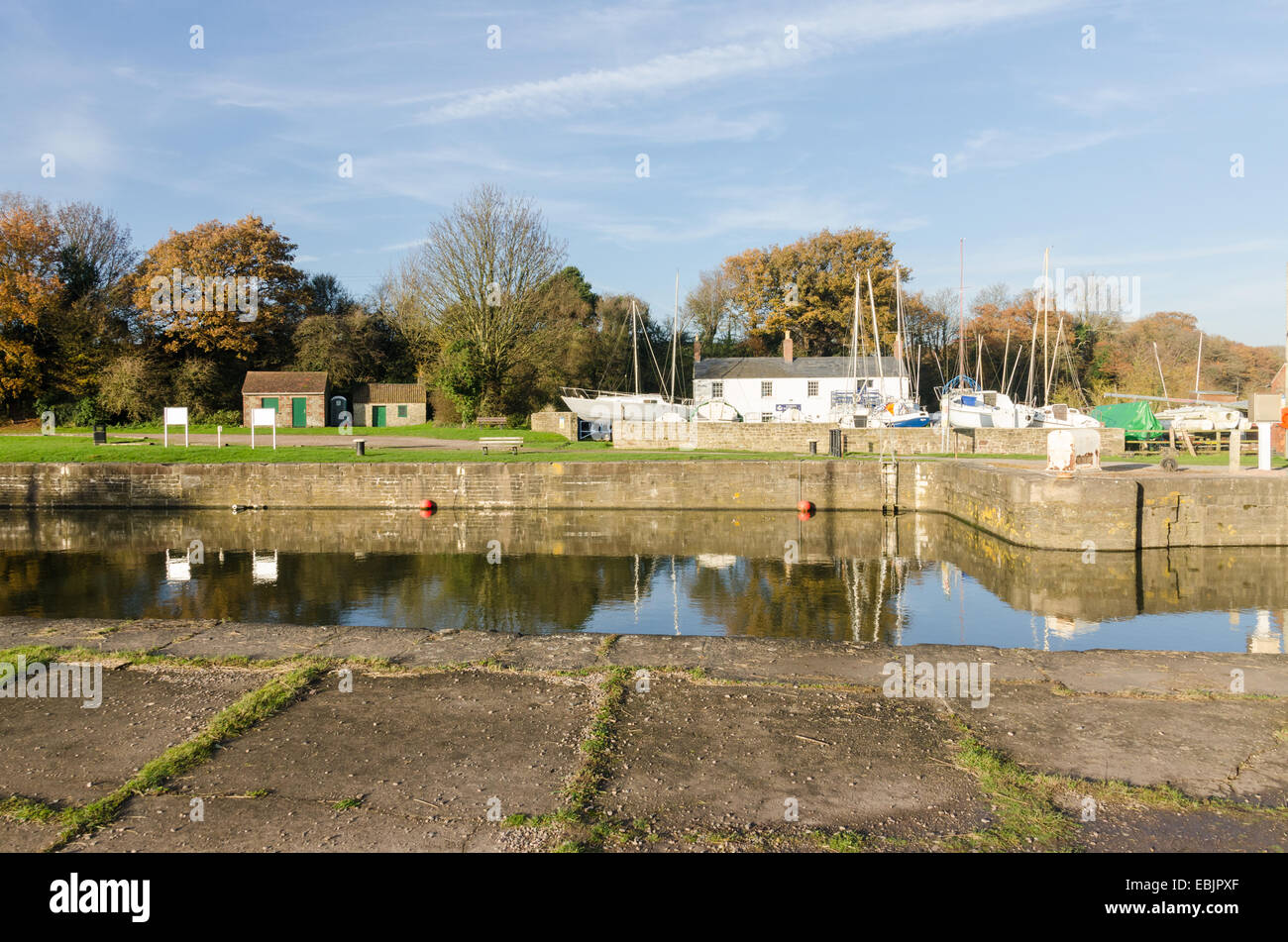 Lydney Harbour on the West bank of the River Severn in Gloucestershire Stock Photo