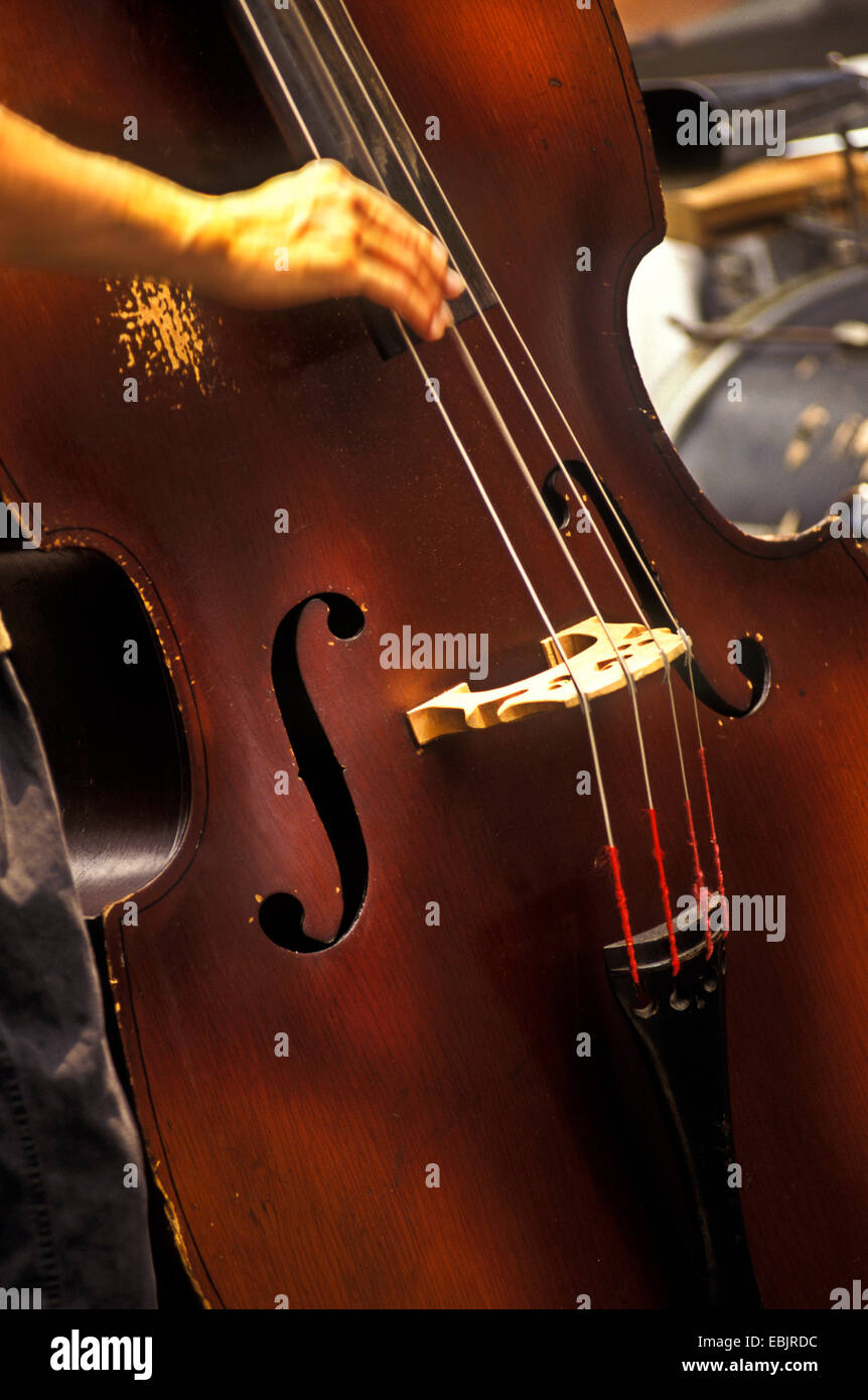 Bass player in New Orleans street jazz band 1989 Stock Photo Alamy