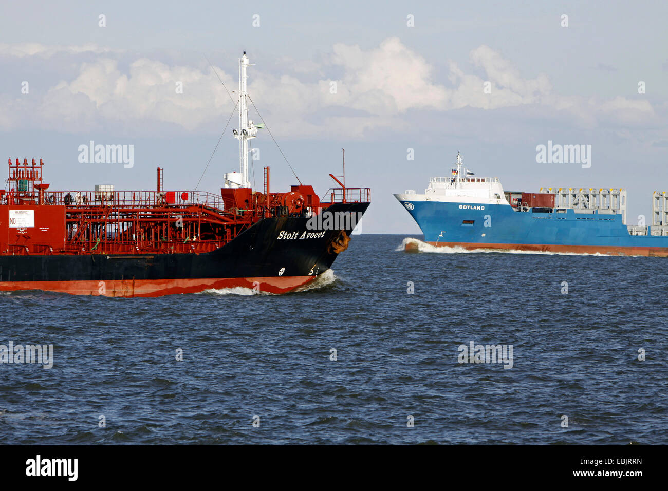 ship traffic at North Sea, Germany, Lower Saxony, Cuxhaven Stock Photo