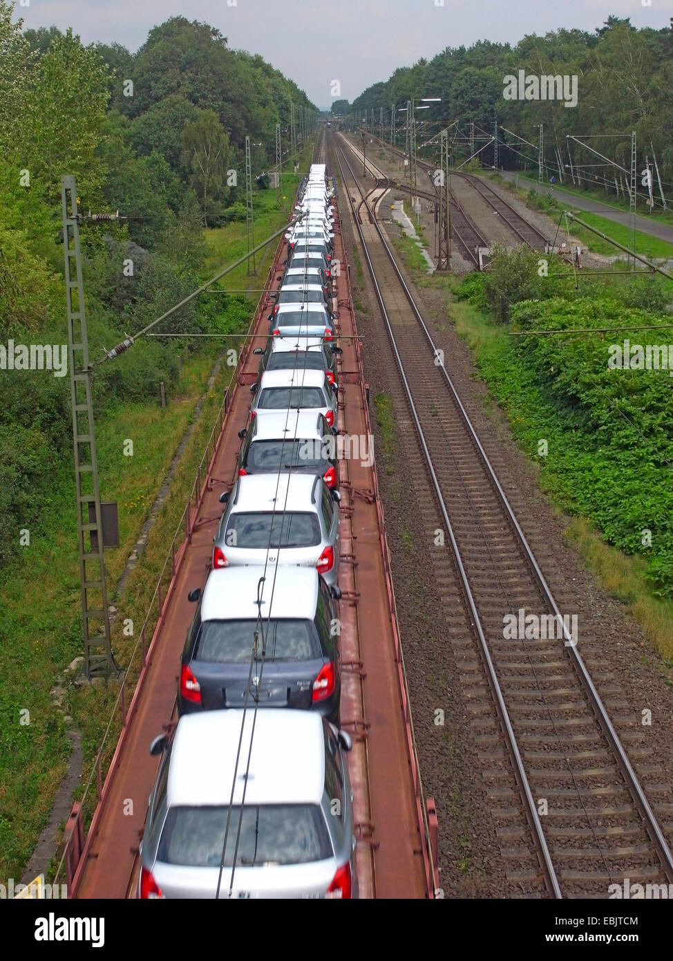 transport of passenger cars by railway Stock Photo
