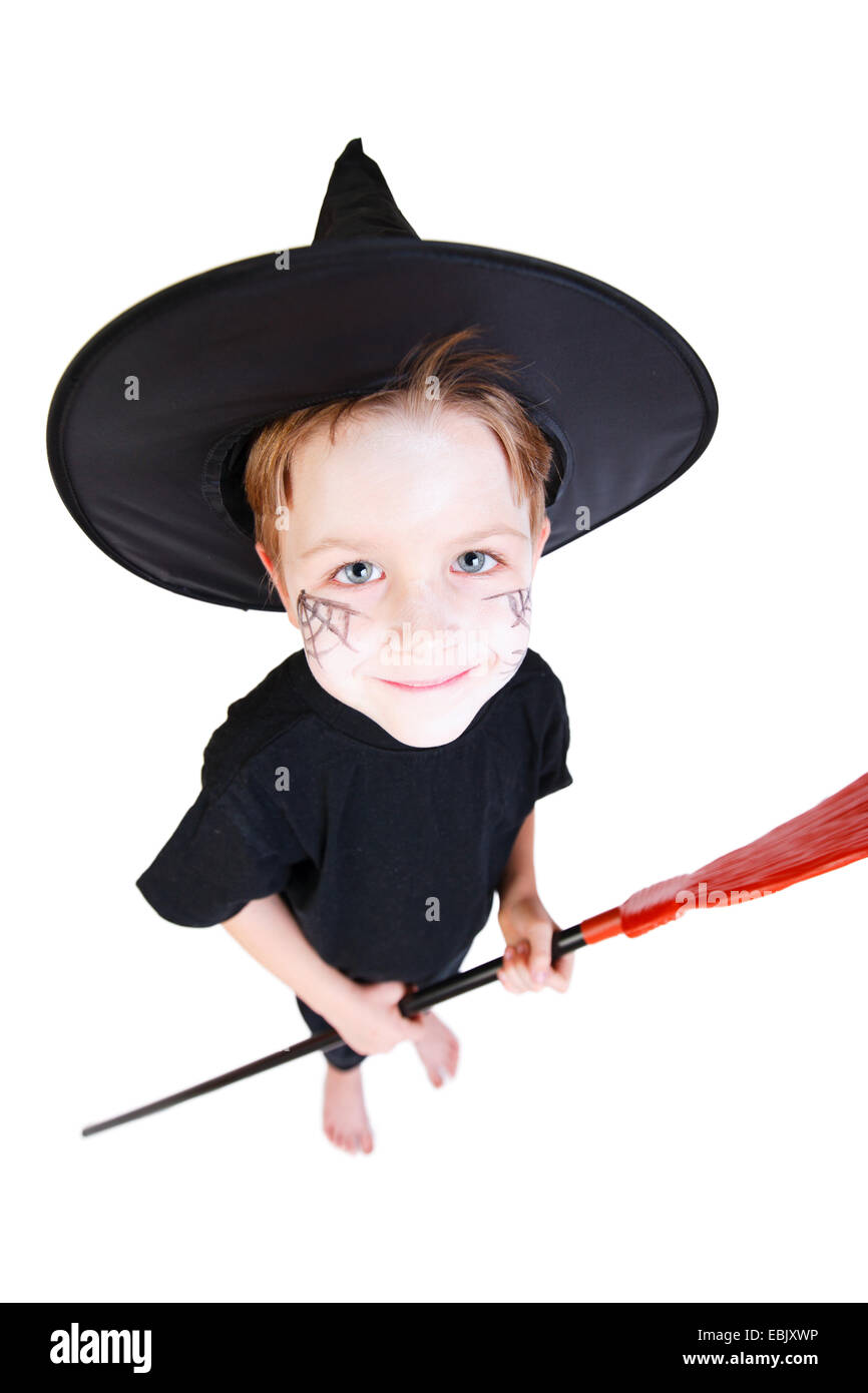 a little boy disguised as wizard looking at the camera Stock Photo