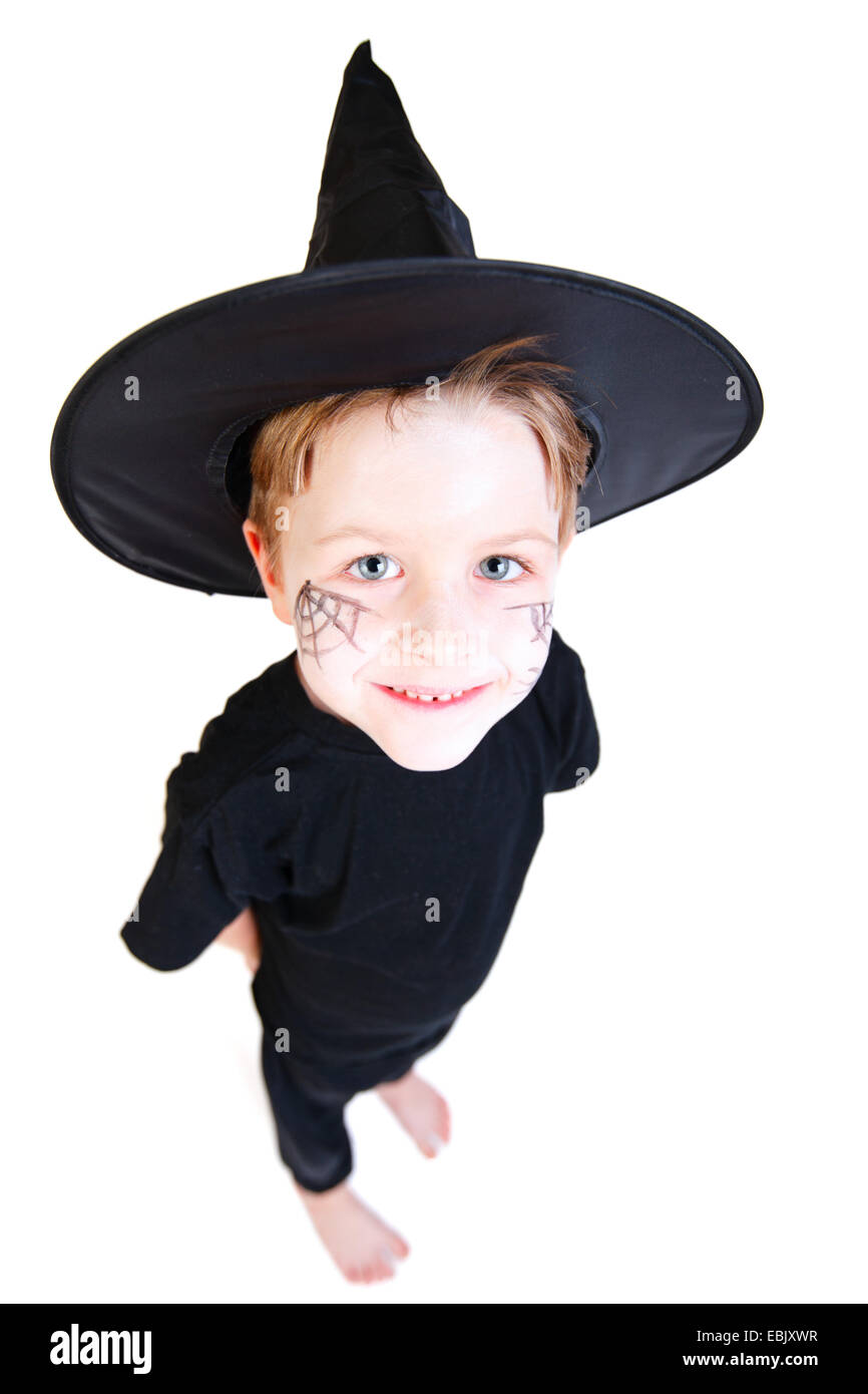 little boy disguised as wizard looking at the camera Stock Photo