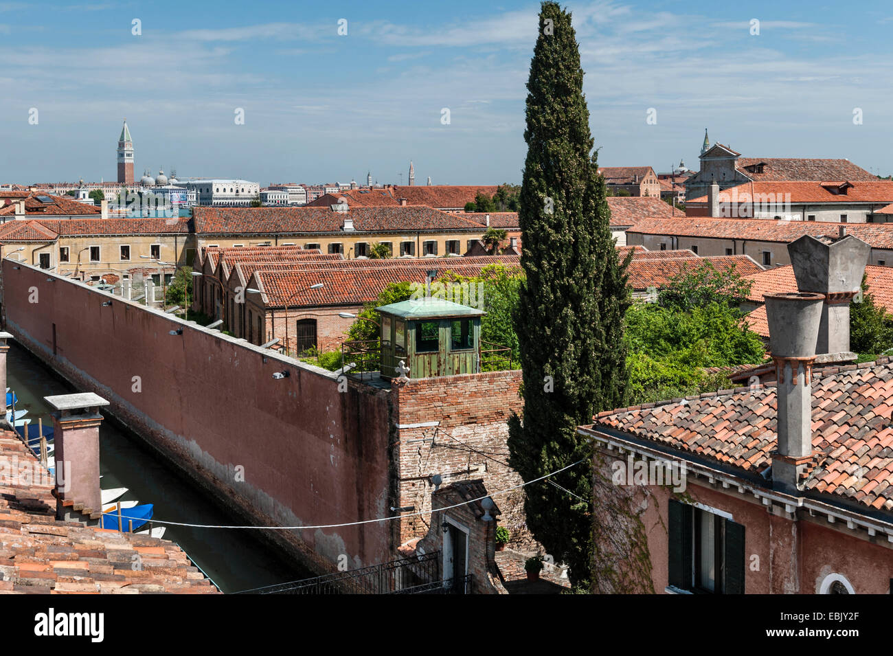 Venice, Italy - the Giudecca. A view over the walls of the Women's Prison (Santa Maria Maddalena, or Le Convertite) Stock Photo