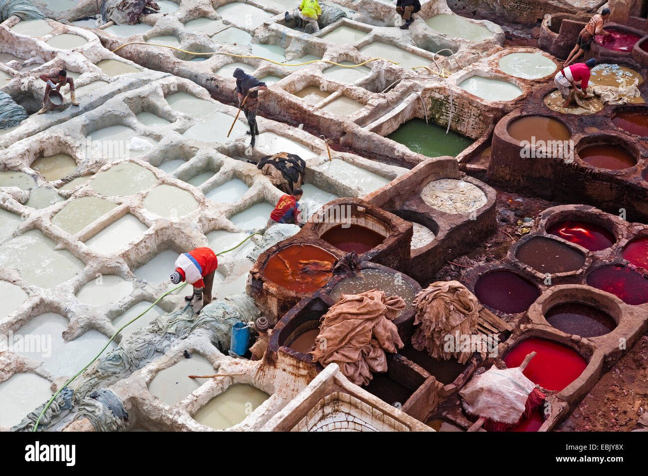 dye factory, Morocco, Fes Stock Photo