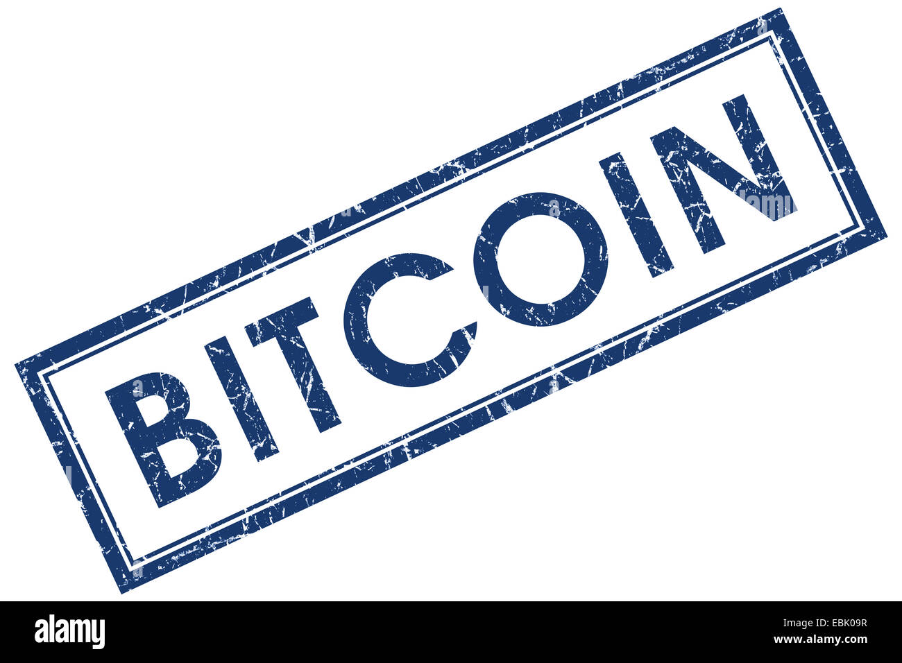 bitcoin blue square stamp isolated on white background Stock Photo - Alamy