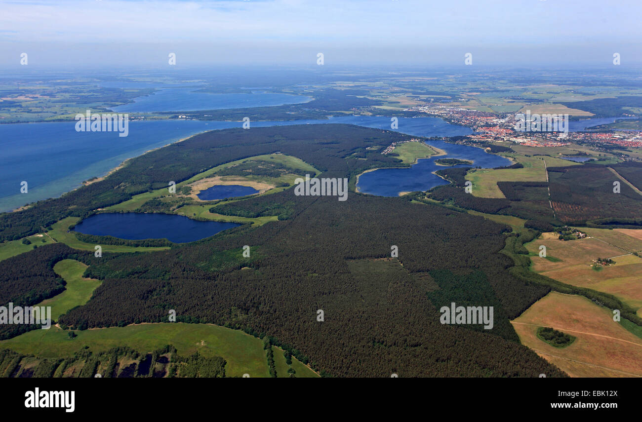 lake Mueritzsee from south, Waren on the right side, Germany, Mecklenburg-Western Pomerania Stock Photo
