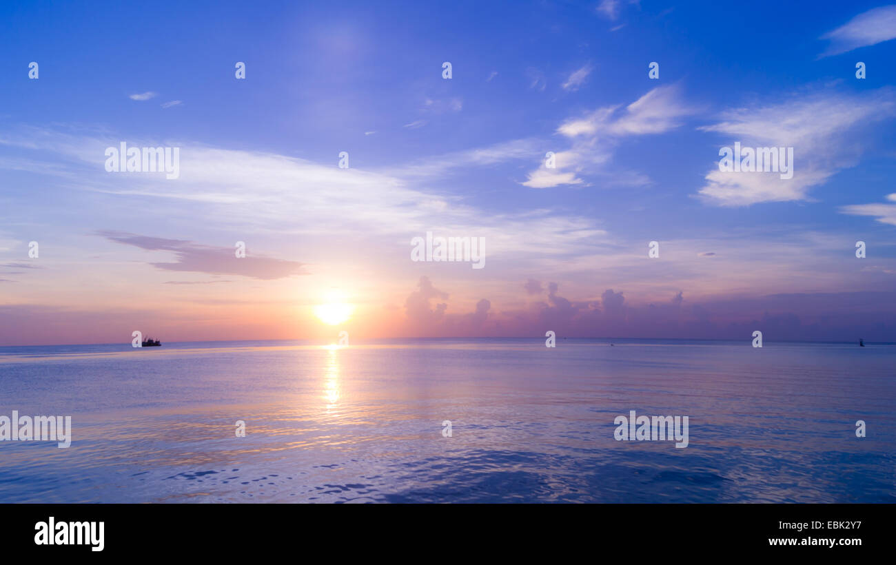 Beautiful scenic from the light shining to the sea in blue sky. At Huahin, Thailand Stock Photo