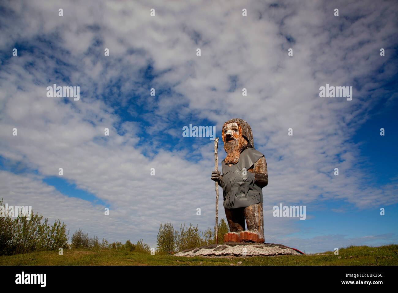 wooden sculpture of Icelandic troll, Iceland Stock Photo