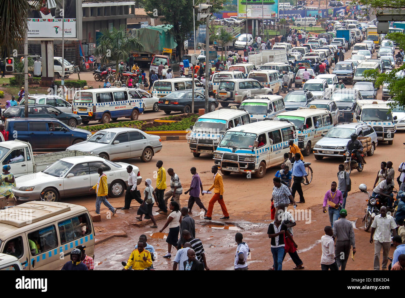 Traffic in downtown Kampala. Stock Photo
