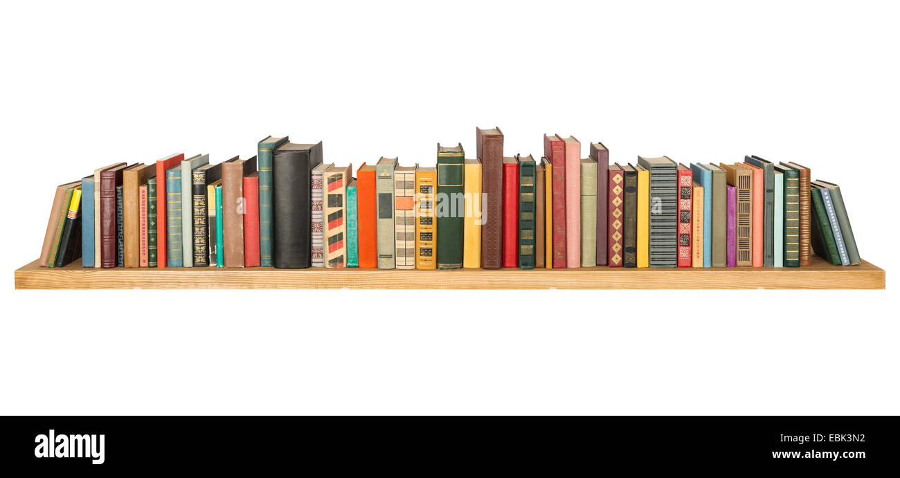 Books on the shelf, isolated Stock Photo Alamy