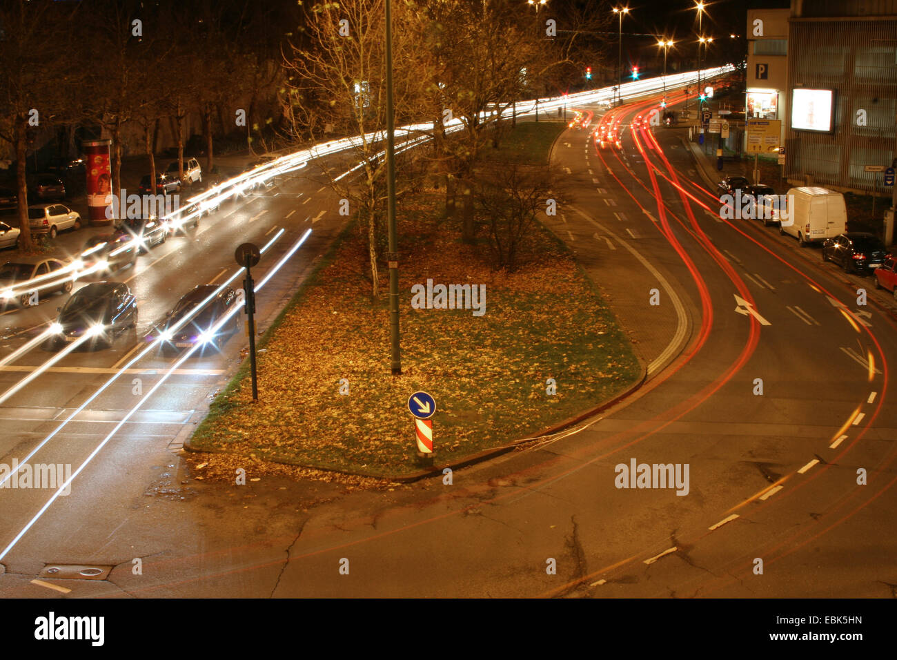 road traffic at late hour, Germany, North Rhine-Westphalia, Ruhr Area, Essen Stock Photo