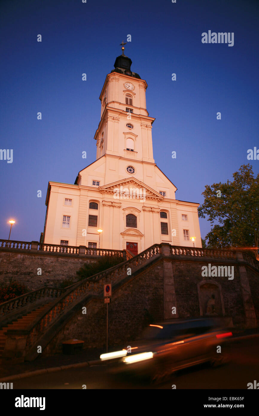St. Nicholas Church (Nicolaikirche) at the blue hour, Germany, Thueringen, Gera Stock Photo