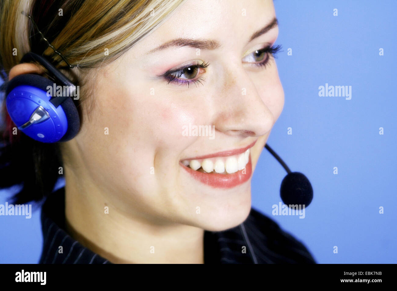 woman with headset Stock Photo