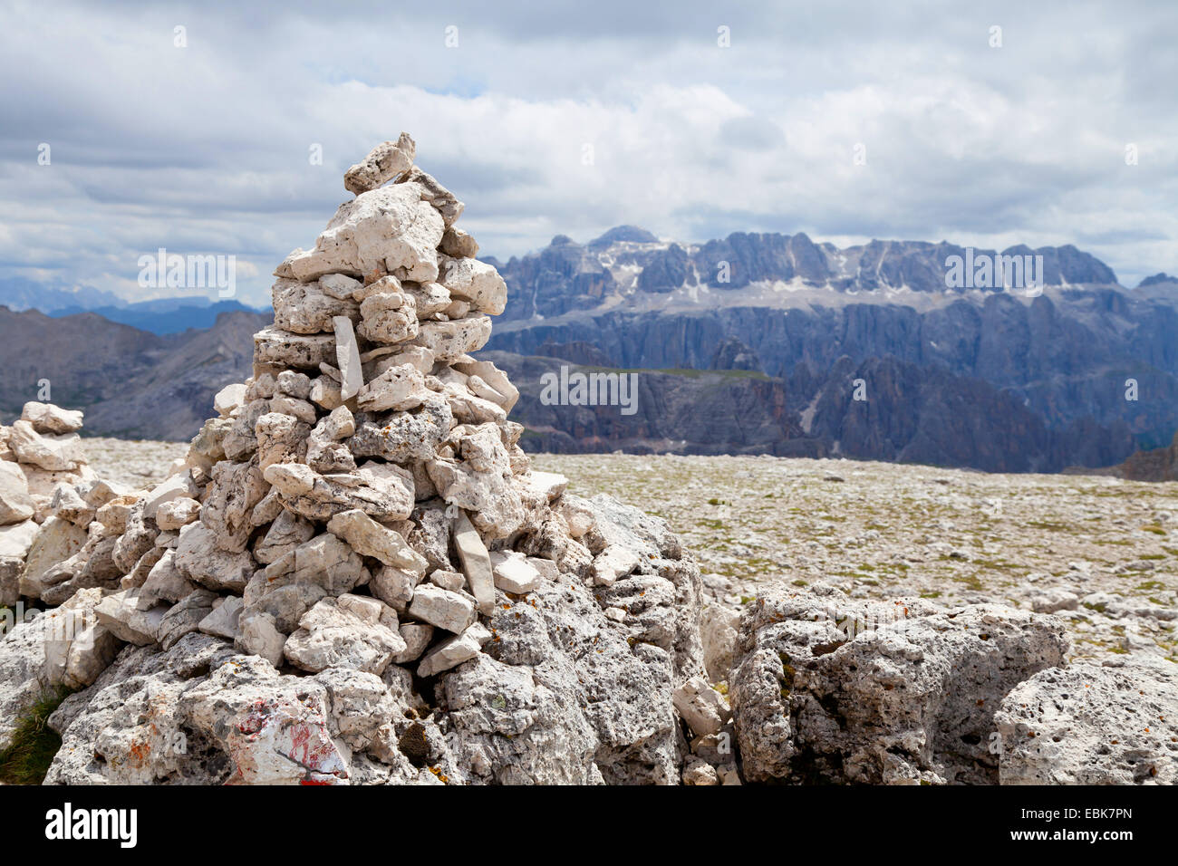 cairn on Nives gap, Italy, South Tyrol, Dolomites Stock Photo