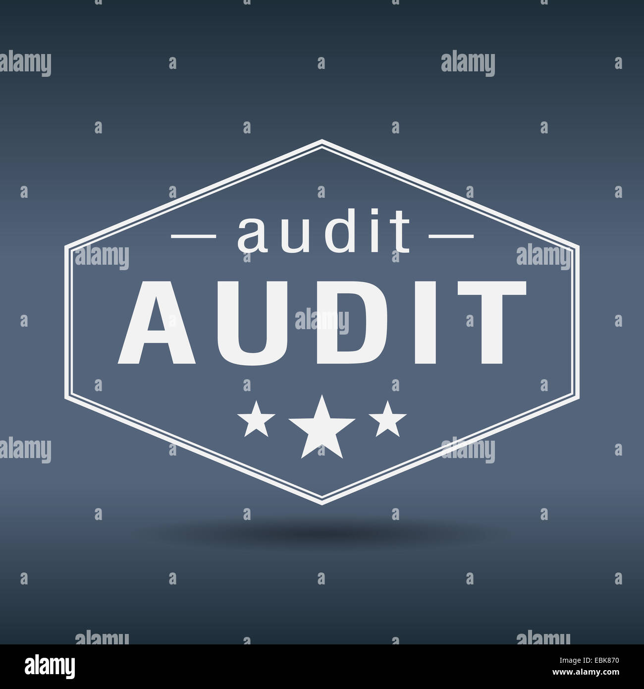 audit hexagonal white vintage retro style label Stock Photo - Alamy