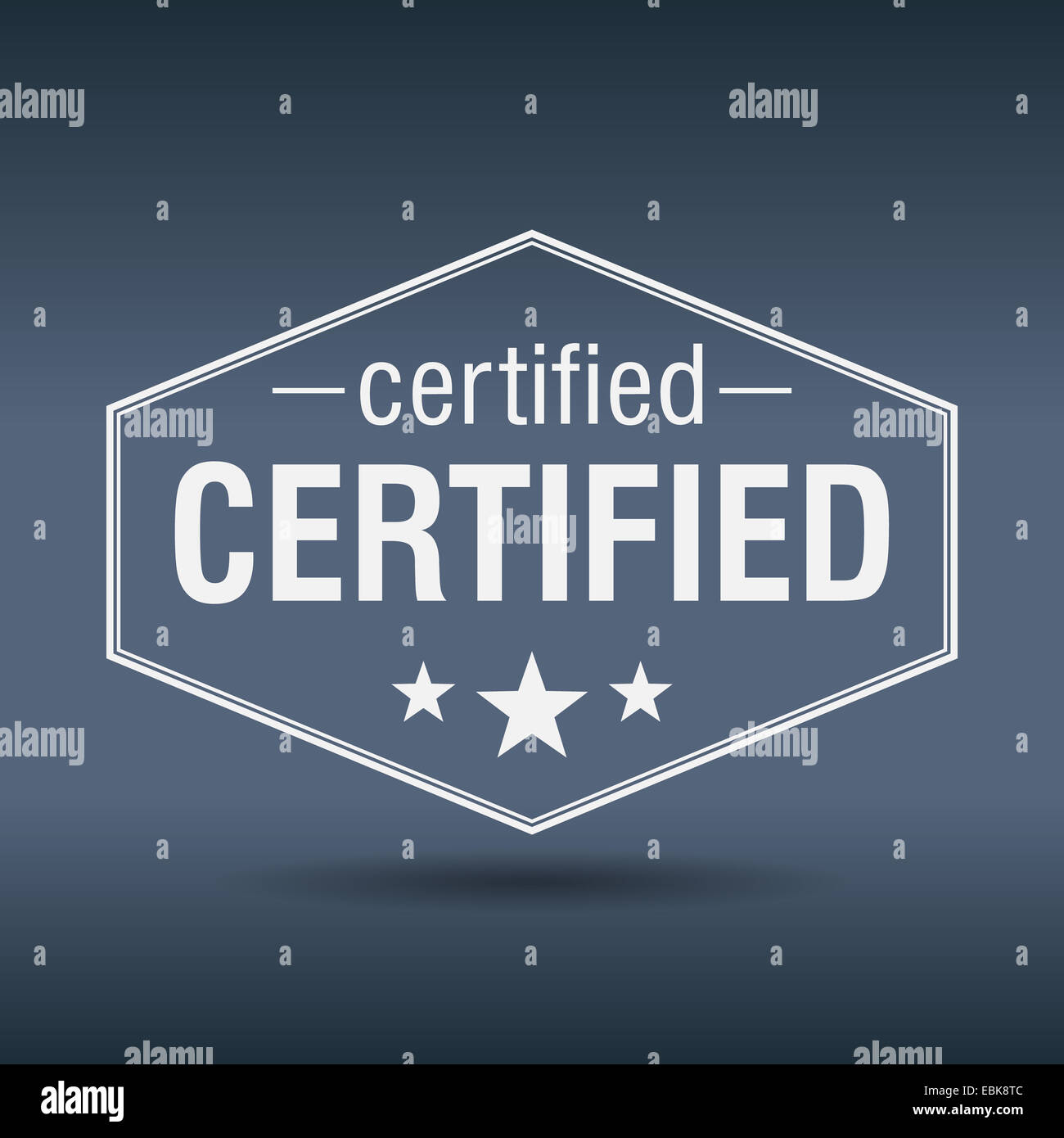 certified hexagonal white vintage retro style label Stock Photo - Alamy