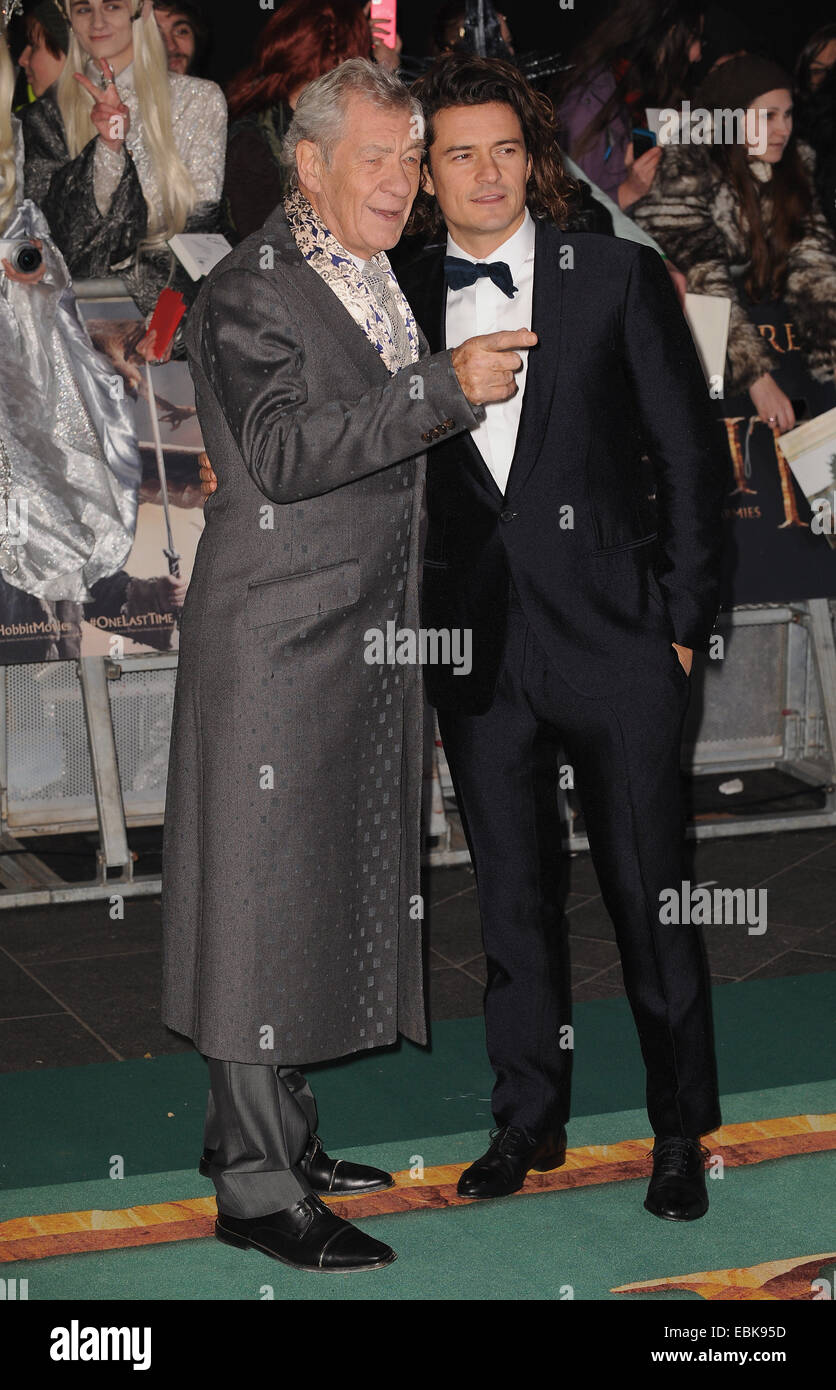 London, UK. 1st Jan, 2015. Ian McKellen and Orlando Bloom attend the UK premiere of 'The Hobbit: Battle of the Five Armies' at Empire Leciester Square. Credit:  Ferdaus Shamim/ZUMA Wire/Alamy Live News Stock Photo