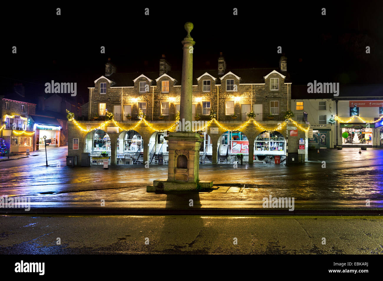 Settle, North Yorkshire, UK. 01st Dec, 2014. Christmas lights on The