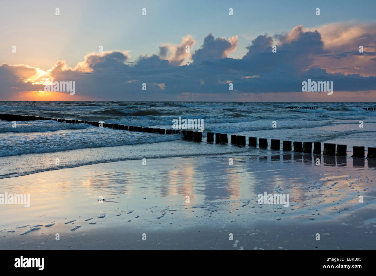 Baltic Sea in sunset, Germany, Mecklenburg-Western Pomerania, Hiddensee Stock Photo