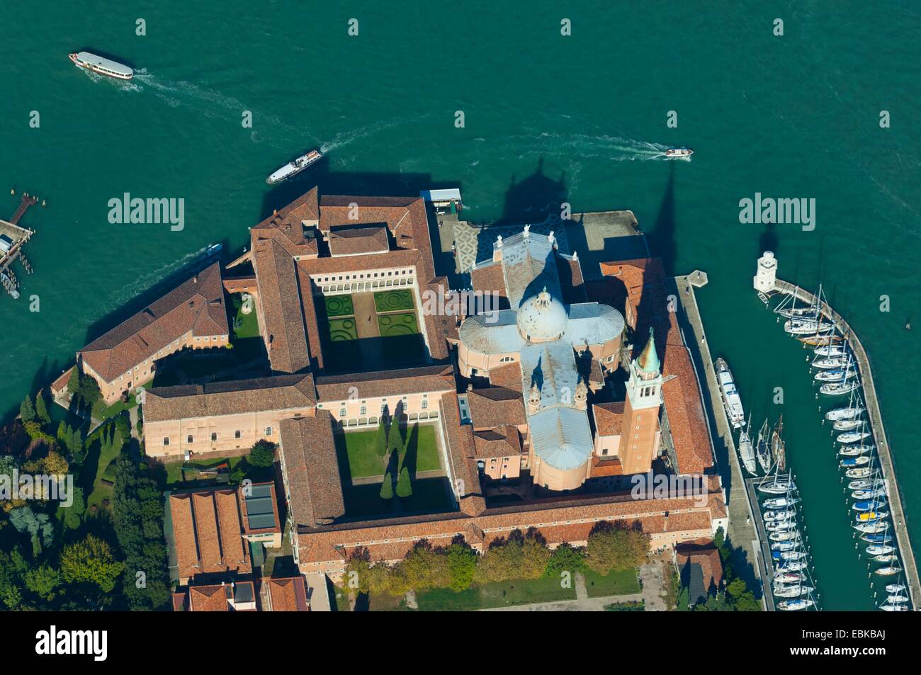 Aerial view of San Giorgio Maggiore church, Venice, Italy, Europe Stock Photo
