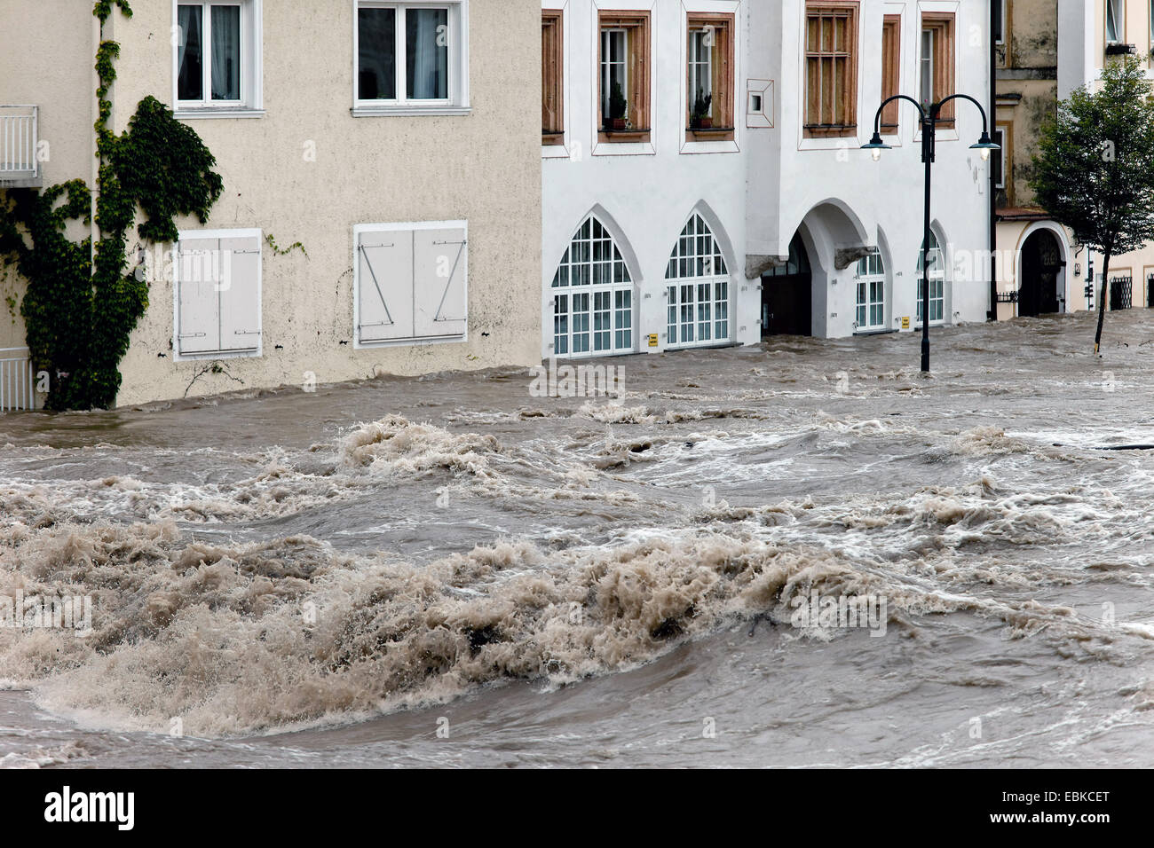flooded street , Austria, Upper Austria, Eisenwurzen, Steyr Stock Photo