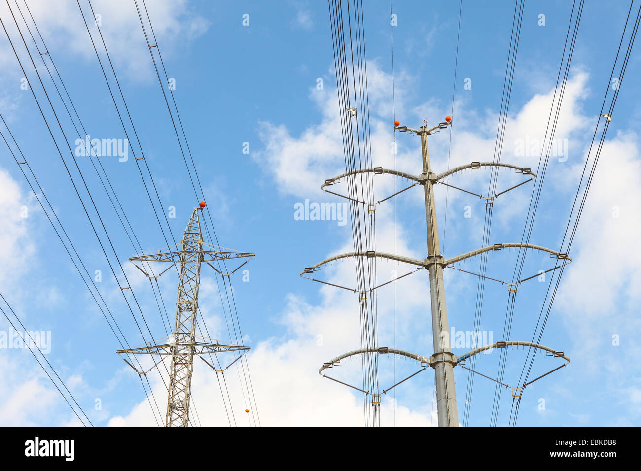 High voltage power lines Stock Photo Alamy