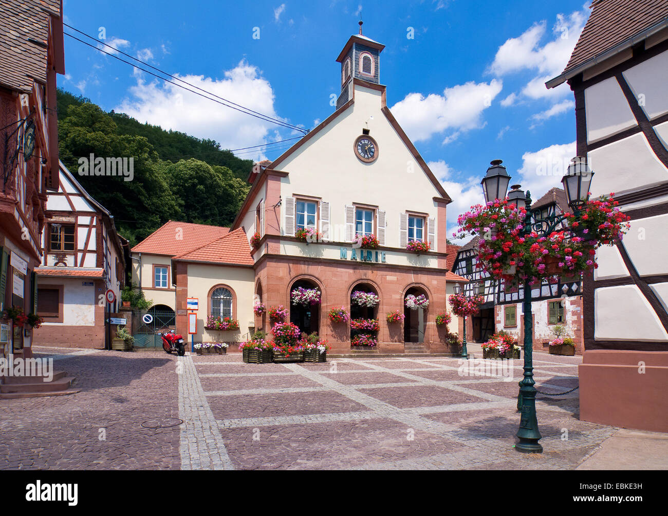 town hall, France, Bas-Rhin, Alsace, Oberbronn Stock Photo - Alamy