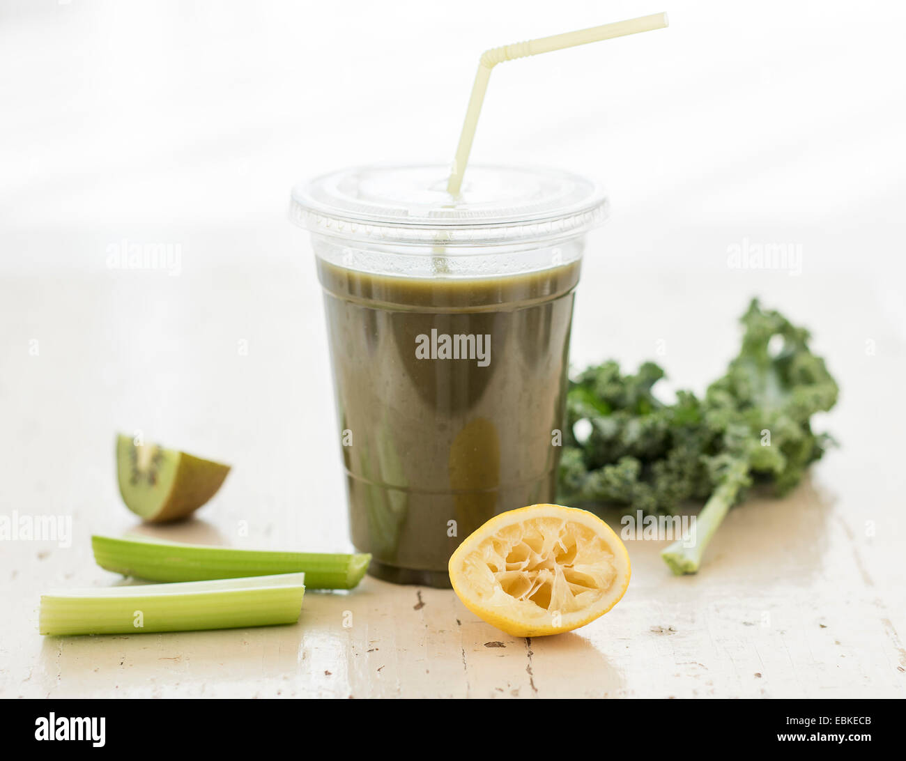 Studio shot of kale and celery juice Stock Photo Alamy