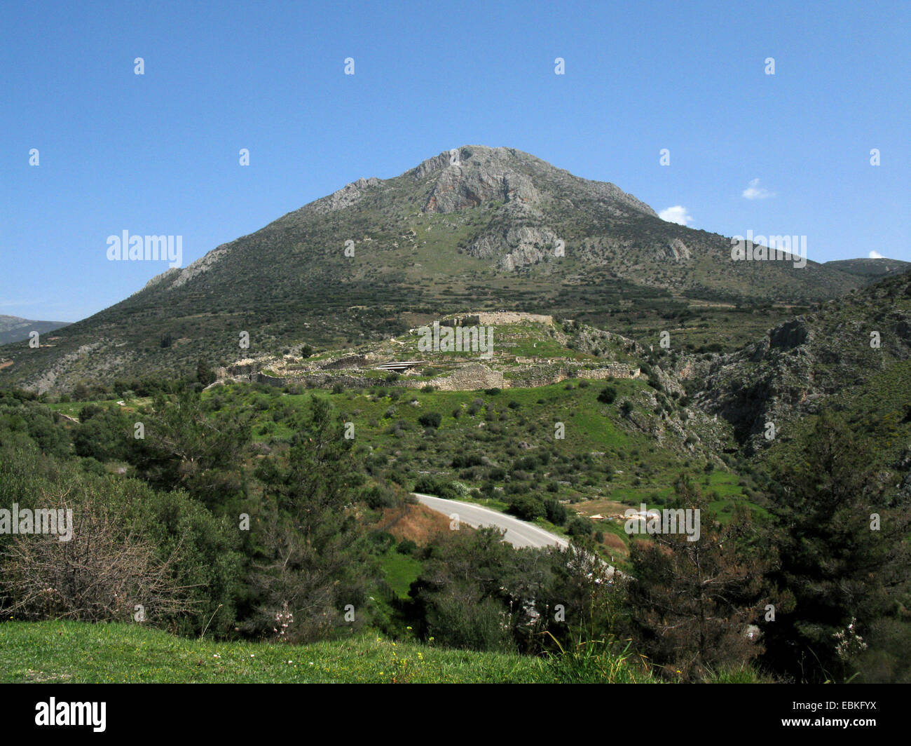 hill of Mycenae UNESCO World Heritage Site, Greece, Peloponnese, Argolis, Mykene Stock Photo