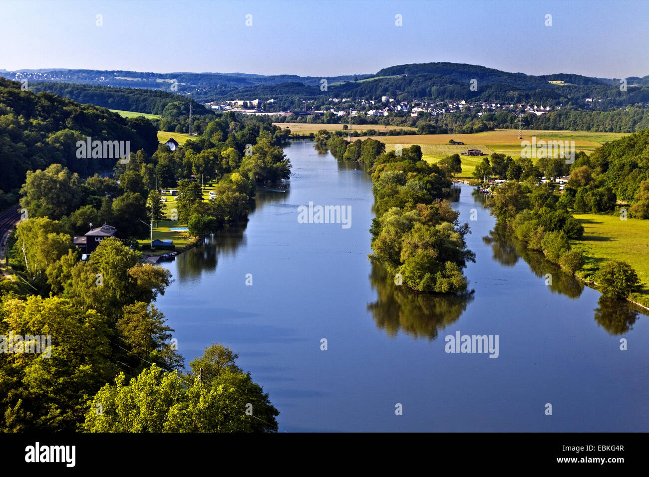 Ruhr river scenery, Germany, North Rhine-Westphalia, Ruhr Area, Witten Stock Photo