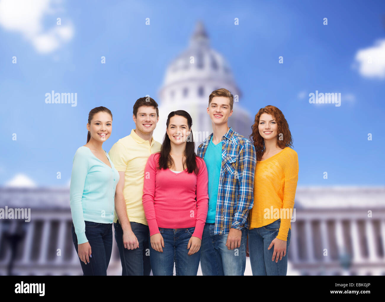 Group smiling teenagers showing ok hi-res stock photography and images ...