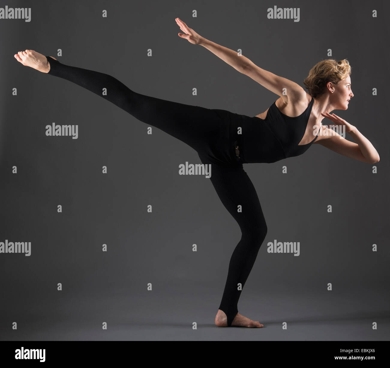Studio shot of female ballet dancer Stock Photo