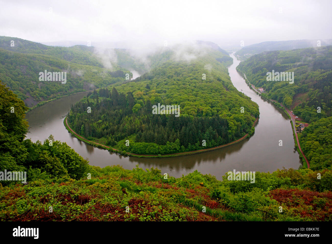 view from Cloef to Saar river band at Mettlach, Germany, Saarland, Cloef, Mettlach Stock Photo